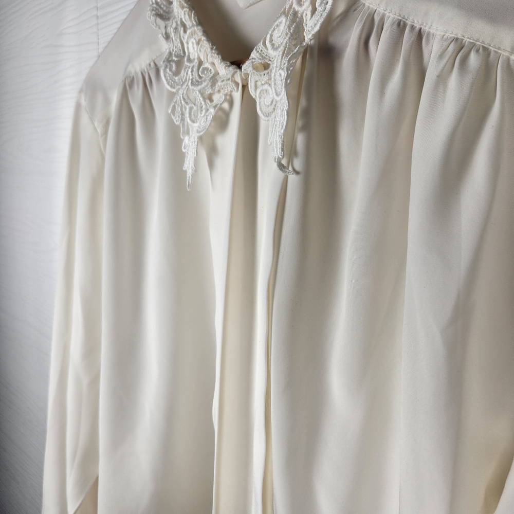 Vintage Impressions Of California Long Sleeve White BLOUSE/TOP Lace Collar Sz 12 - Picture 4 of 6